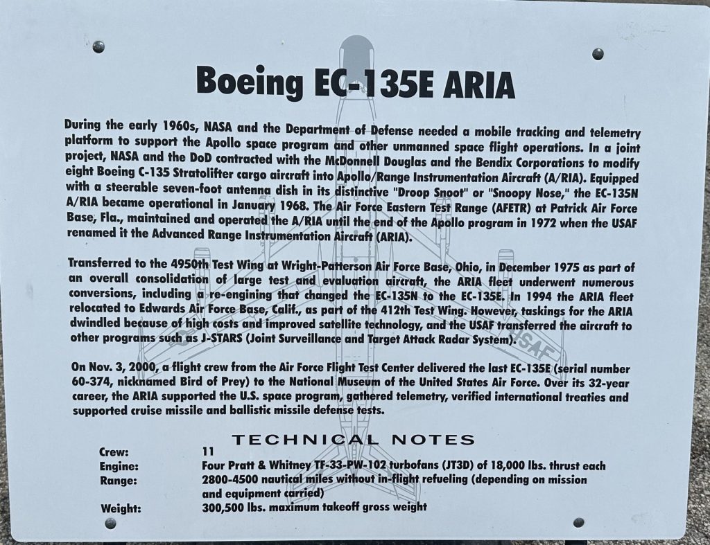 BOEING EC-135E ARIA MEMORIAL AIRCRAFT PLAQUE