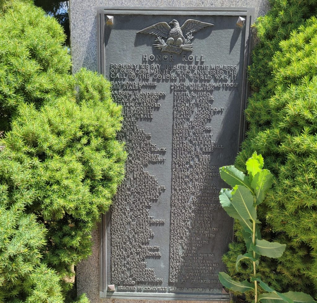 COALVILLE WORLD WAR II HONOR ROLL MEMORIAL