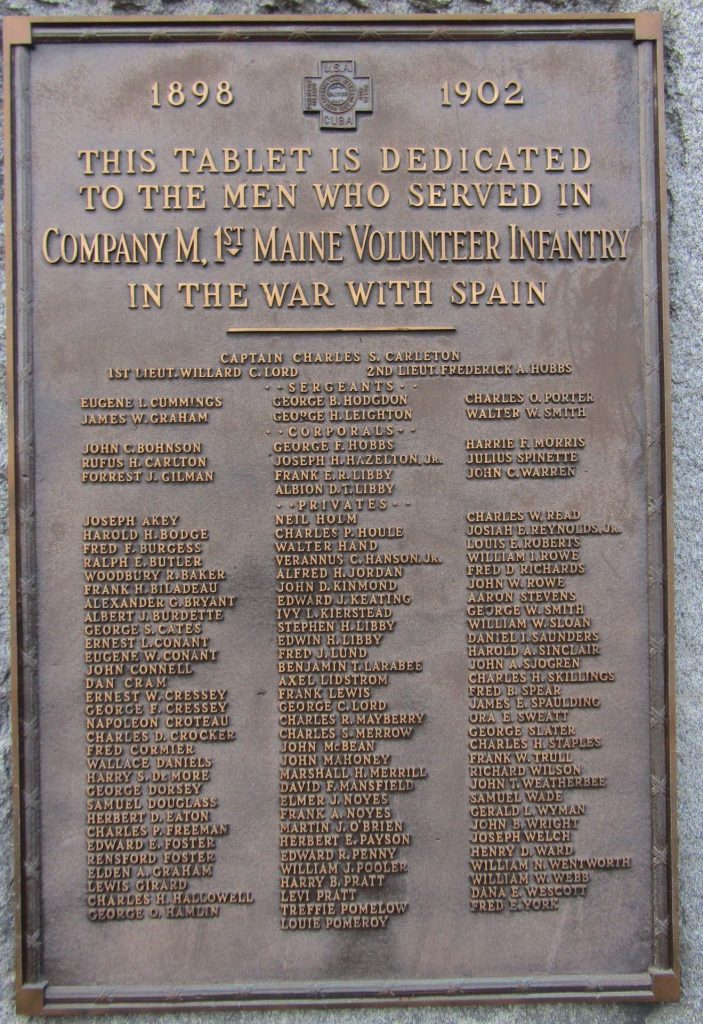 COMPANY M, 1ST MARINE VOLUNTEER INFANTRY MEMORIAL PLAQUE