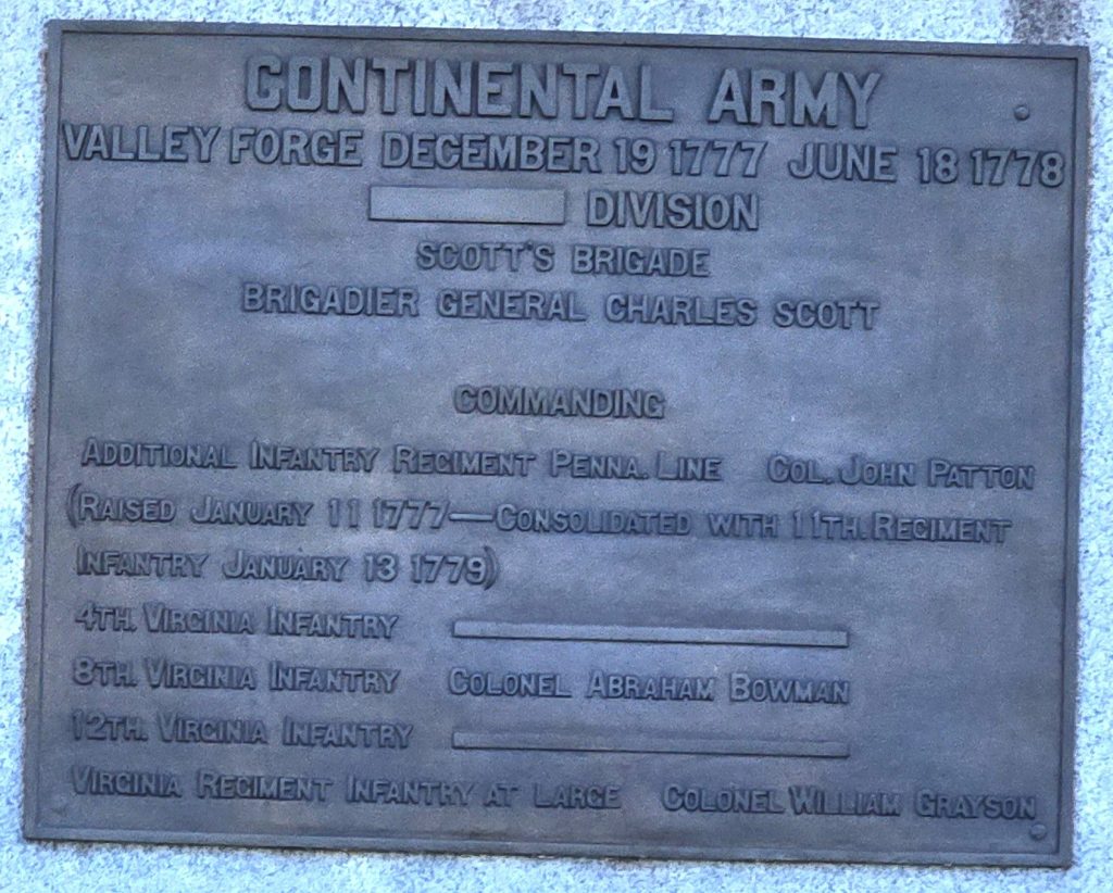 CONTINENTAL ARMY SCOTT’S BRIGADE REVOLUTIONARY WAR MEMORIAL PLAQUE