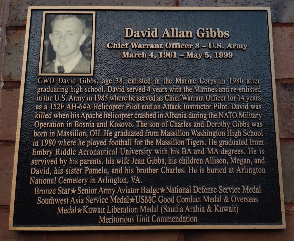 DAVID ALLAN GIBBS WAR MEMORIAL PLAQUE