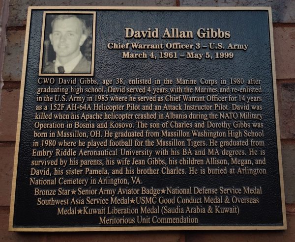 DAVID ALLAN GIBBS WAR MEMORIAL PLAQUE