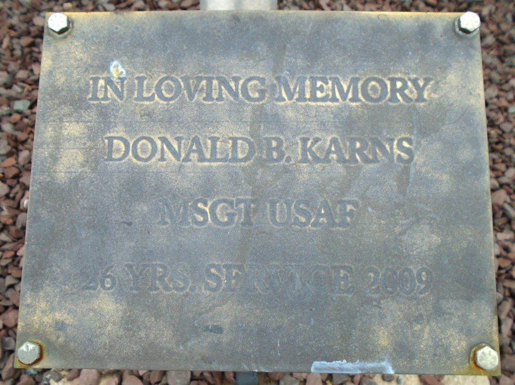 DONALD B. KARNS WAR MEMORIAL PLAQUE