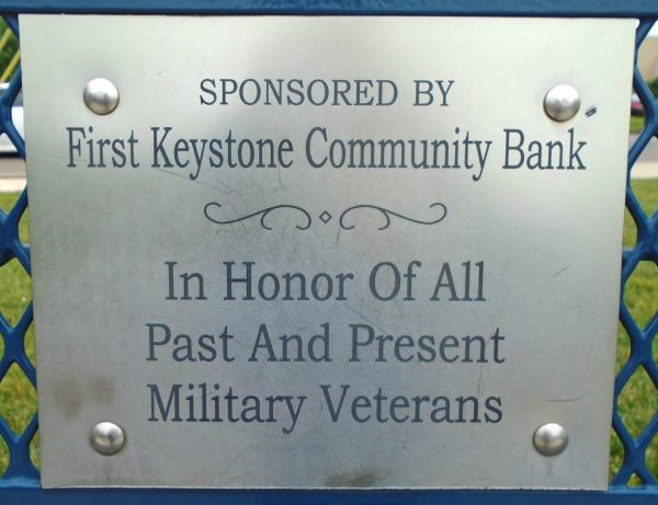 FIRST KEYSTONE COMMUNITY BANK MILITARY VETERANS MEMORIAL PLAQUE