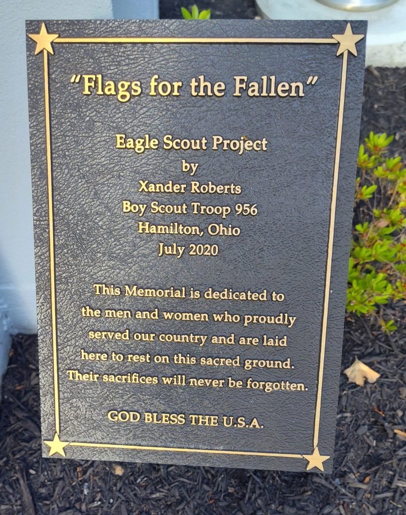 “FLAG FOR THE FALLEN” WAR MEMORIAL PLAQUE