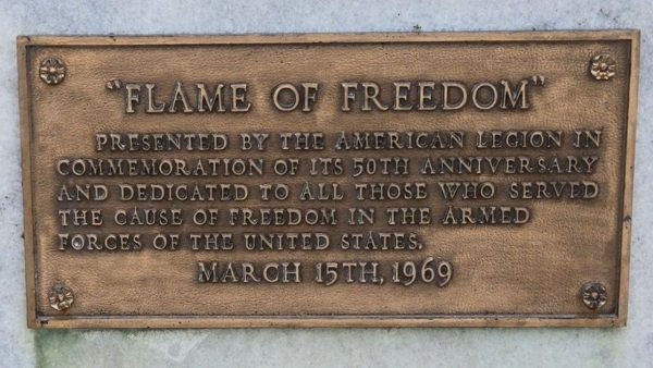 “FLAME OF FREEDOM” AMERICAN LEGION 50TH ANNIVERSARY MEMORIAL PLAQUE