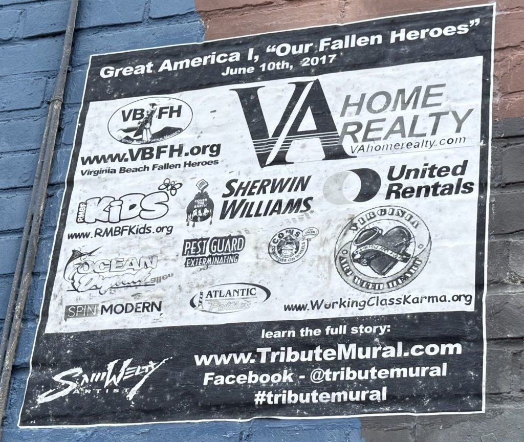GREAT AMERICA I, “OUR FALLEN HEROES” MEMORIAL MURAL PLAQUE