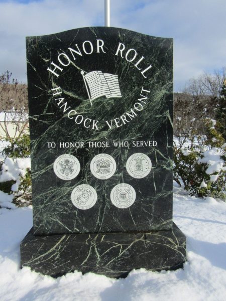 HANCOCK VERMONT HONOR ROLL WAR MEMORIAL STONE A