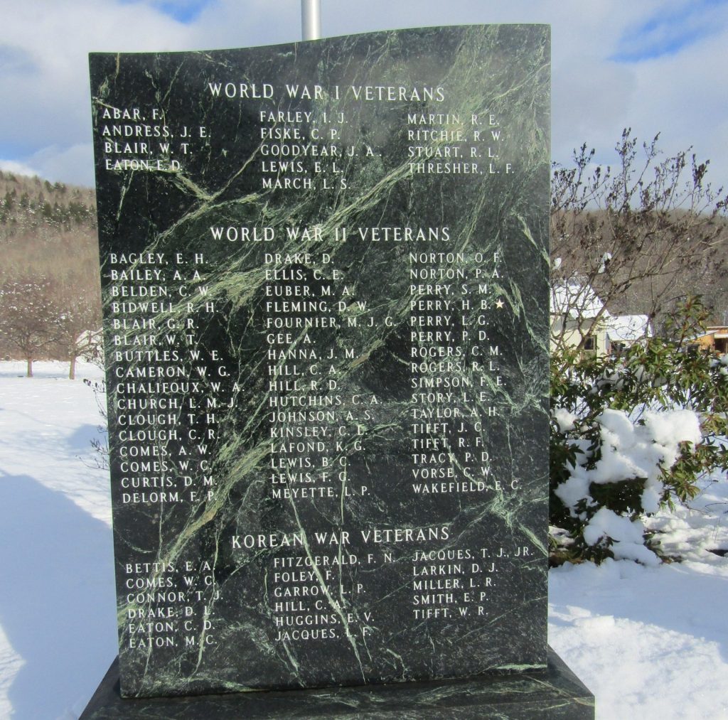 HANCOCK VERMONT HONOR ROLL WAR MEMORIAL STONE B