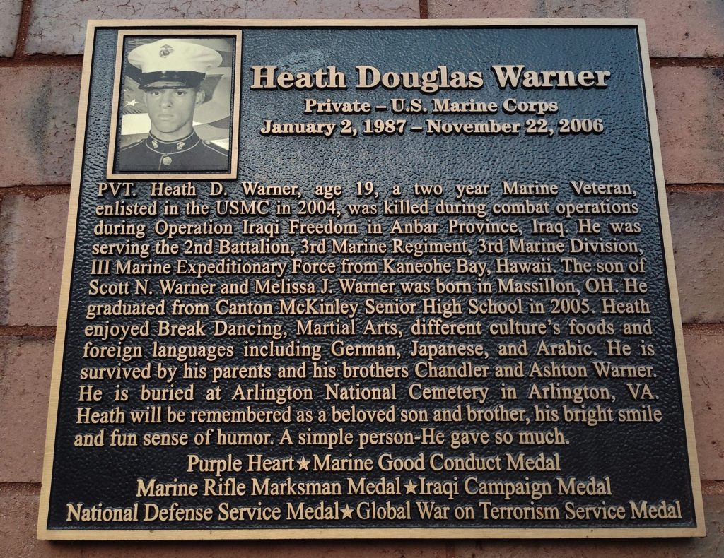 HEATH DOUGLAS WARNER WAR MEMORIAL PLAQUE