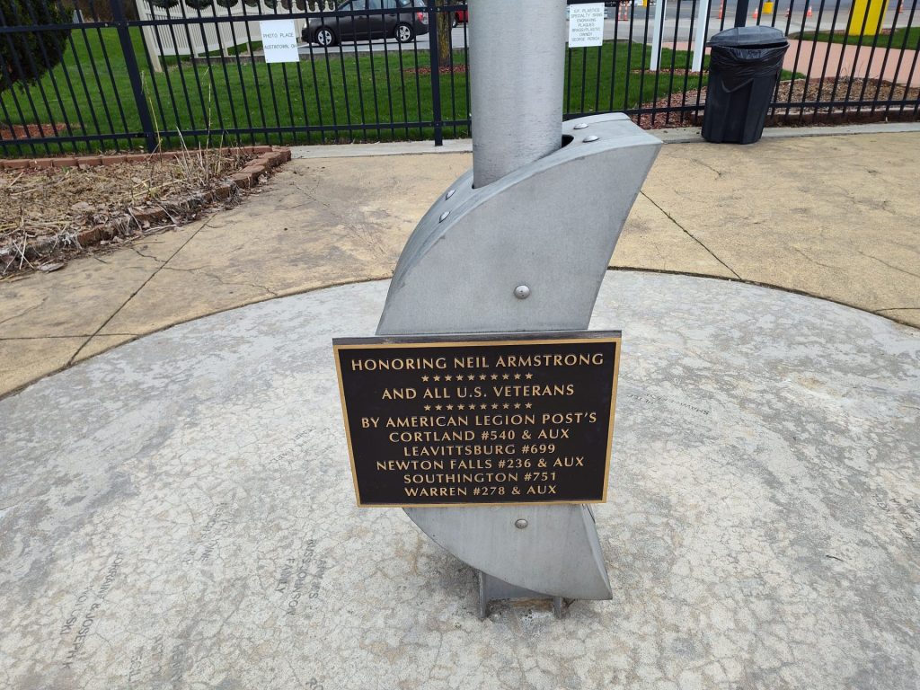HONORING NEIL ARMSTRONG AND ALL U.S. VETERANS MEMORIAL FLAGPOLE PLAQUE