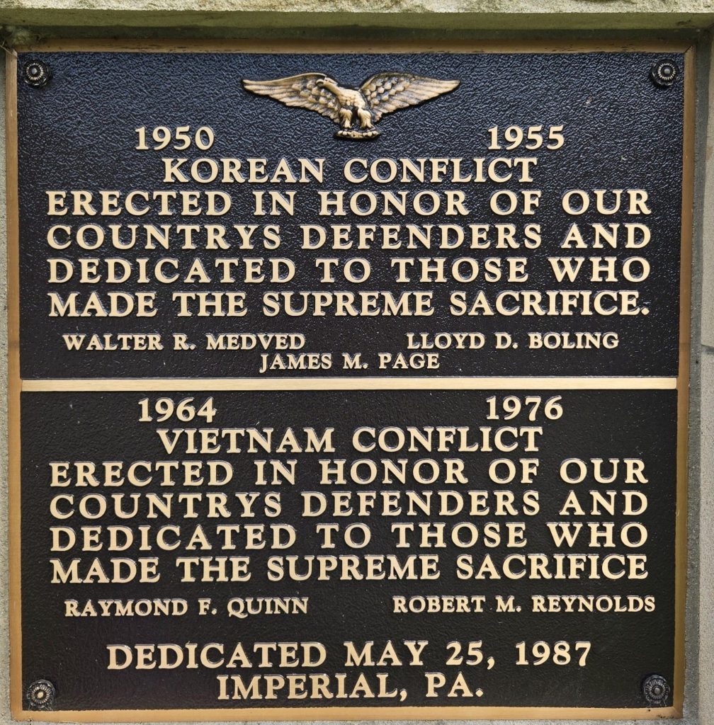 IMPERAIL KOREAN AND VIETNAM CONFLICTS MEMORIAL PLAQUE
