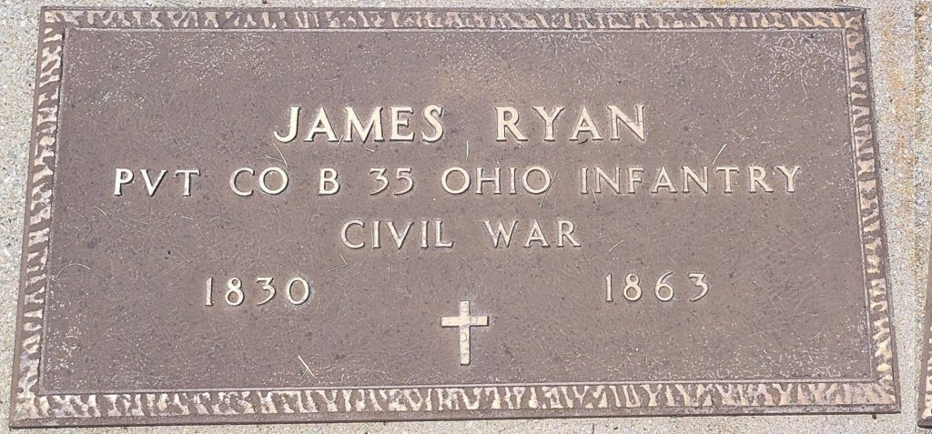 JAMES RYAN WAR MEMORIAL CEMETERY STONE