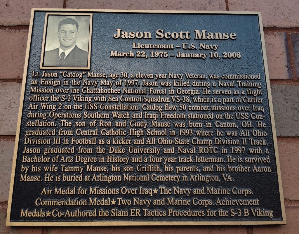 JASON SCOTT MANSE WAR MEMORIAL PLAQUE