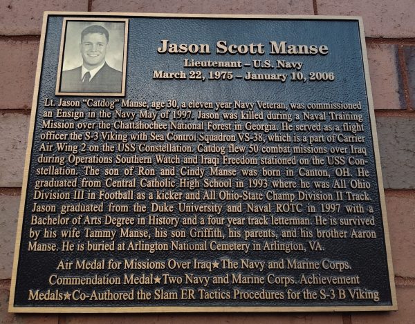 JASON SCOTT MANSE WAR MEMORIAL PLAQUE