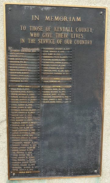 KENDALL COUNTY VETERANS MEMORIAL PLAQUE A
