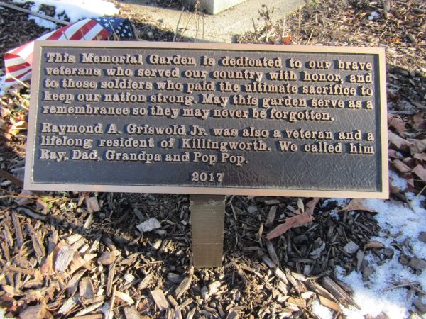 KILLINGWORTH MEMORIAL GARDEN PLAQUE