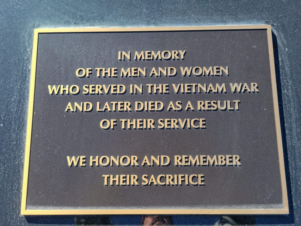 LAYTON VIETNAM VETERANS WHO LATER DIED MEMORIAL PLAQUE