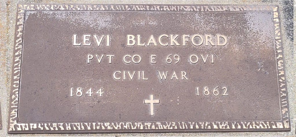 LEVI BLACKFORD WAR MEMORIAL CEMETERY STONE