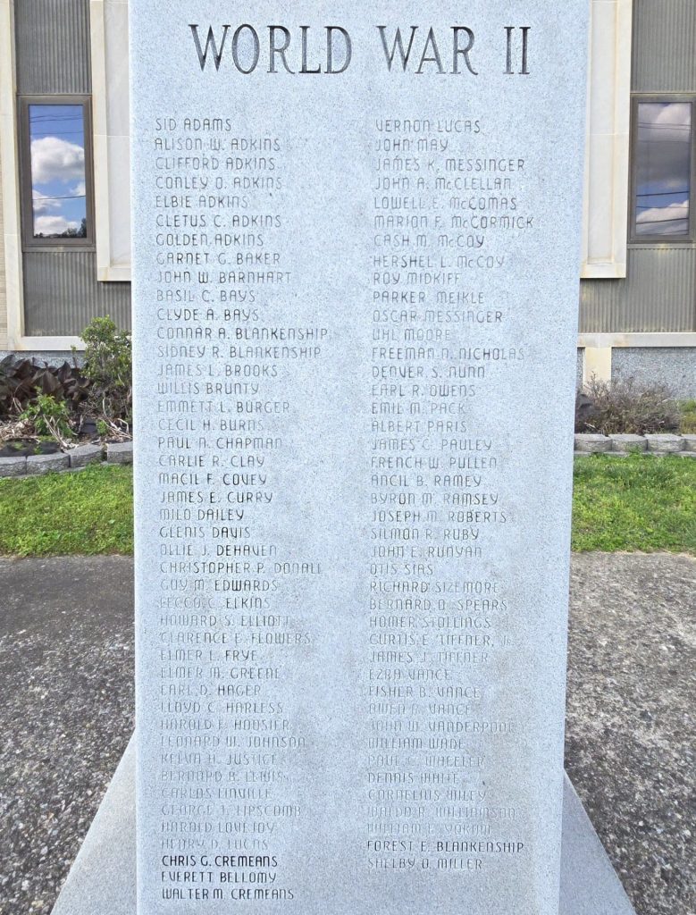 LINCOLN COUNTY WAR VETERANS MEMORIAL SIDE B