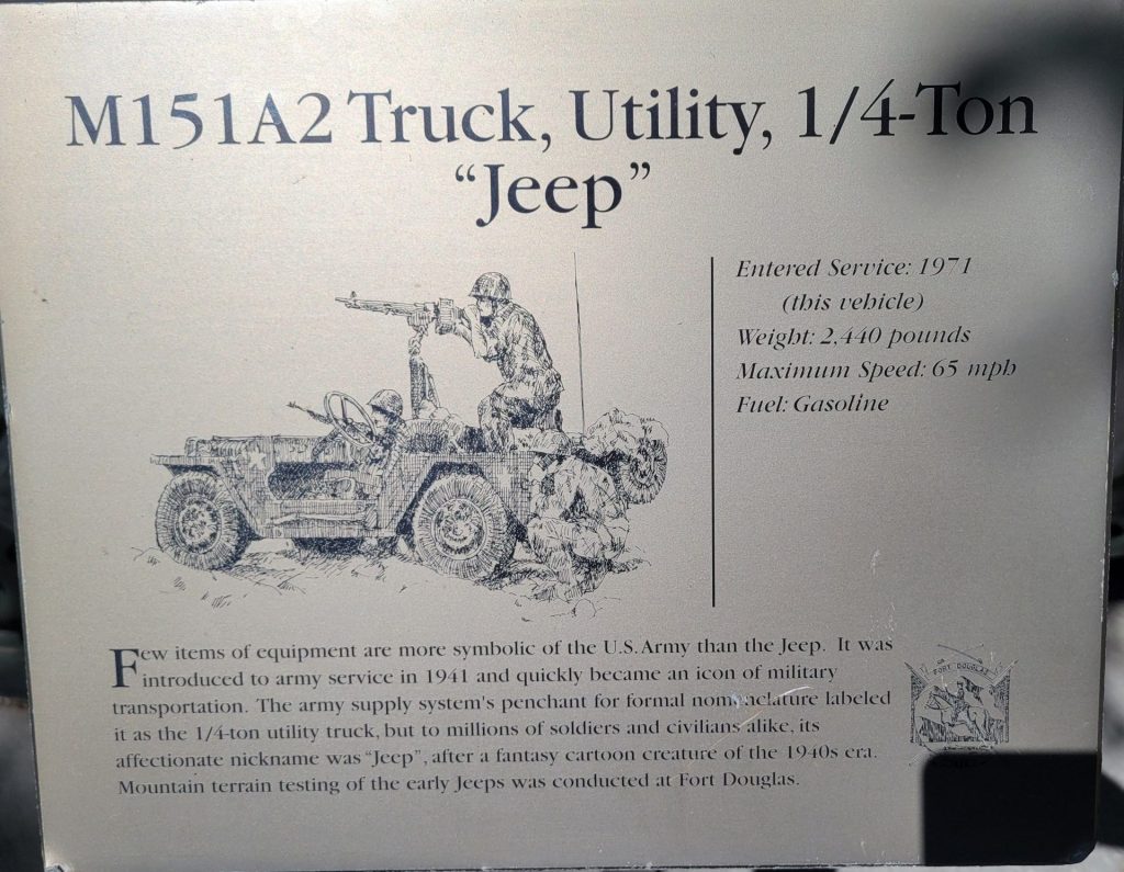 M151A2 TRUCK UTILITY WAR MEMORIAL PLAQUE