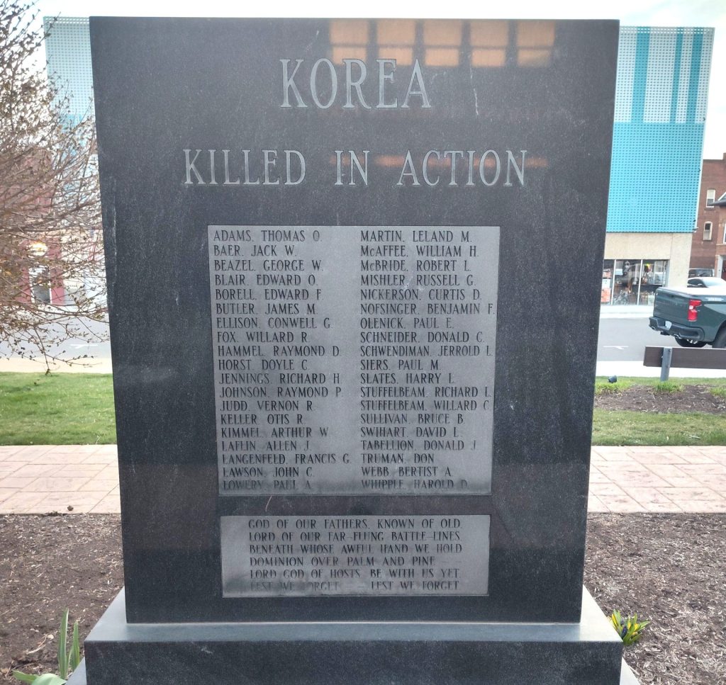 MASSILLON KOREAN WAR MEMORIAL BACK