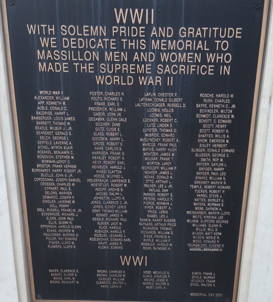 MASSILLON WORLD WARS SUPREME SACRIFICE WAR MEMORIAL PLAQUE