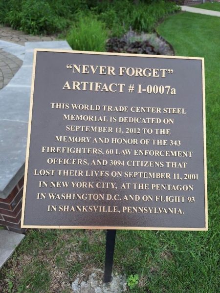 “NEVER FORGET” ARTIFACT #1-0007A MEMORIAL PLAQUE