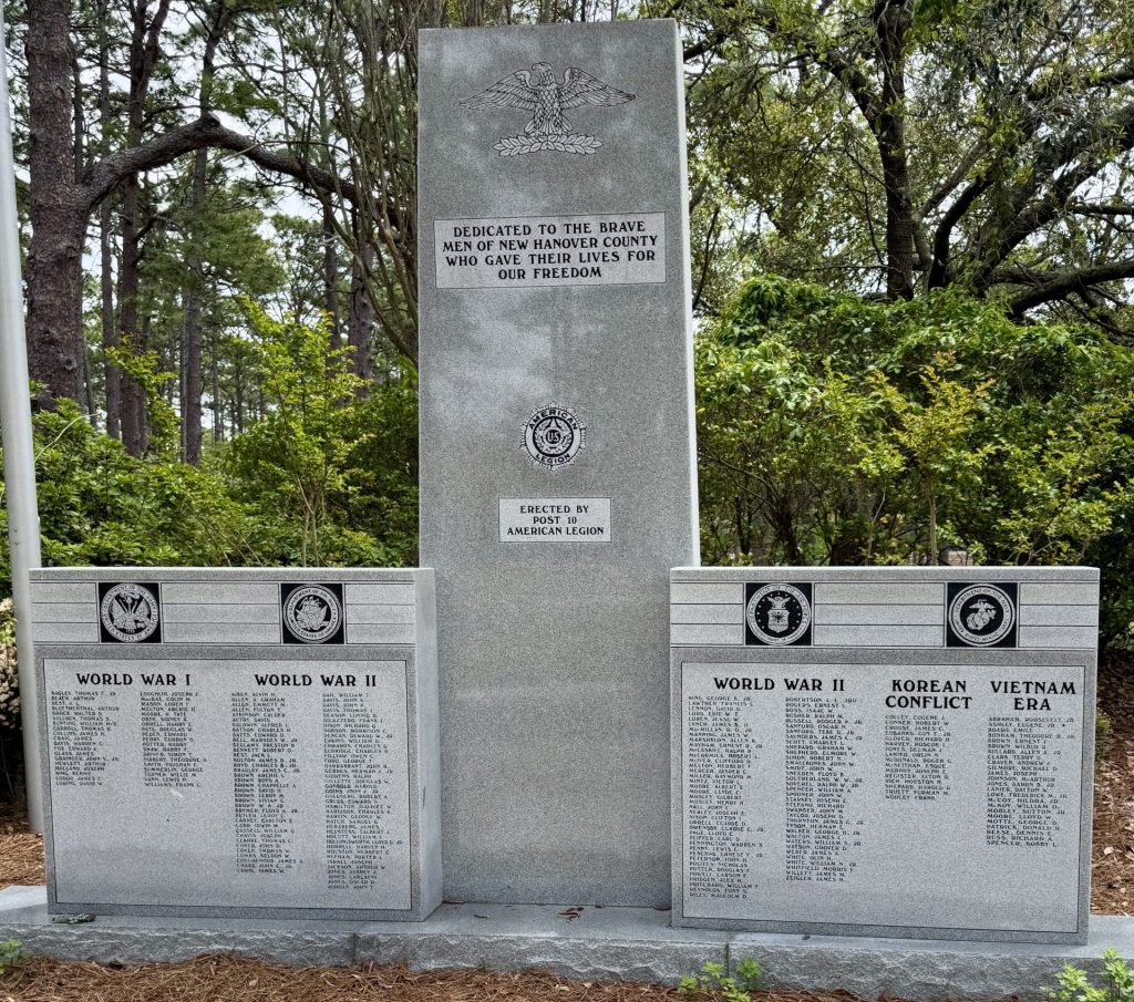 NEW HANOVER COUNTY SUPREME SACRIFICE VETERANS MEMORIAL FRONT