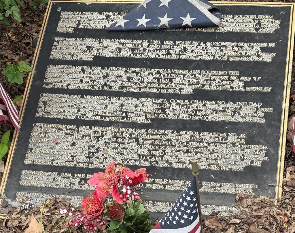 P.F.C. STANLEY A. GOGOJ WAR MEMORIAL PLAQUE