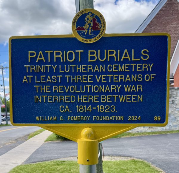 PATRIOT BURIALS TRINITY LUTHERAN CEMETERY REVOLUTIONARY WAR MEMORIAL MARKER