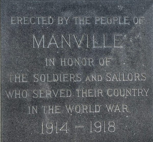 PEOPLE OF MANVILLE WORLD WAR MEMORIAL STONE
