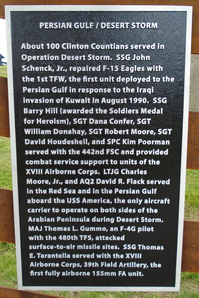 PERSIAN GULF/DESERT STORM WAR MEMORIAL MURAL PLAQUE
