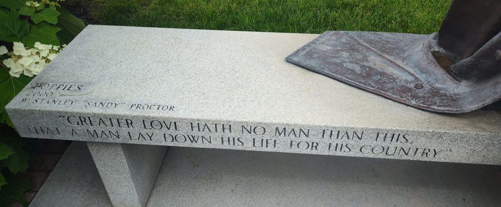 POPPIES WAR MEMORIAL DEDICATION BENCH