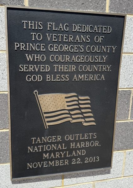 PRINCE GEORGES COUNTY VETERANS MEMORIAL FLAGPOLE PLAQUE