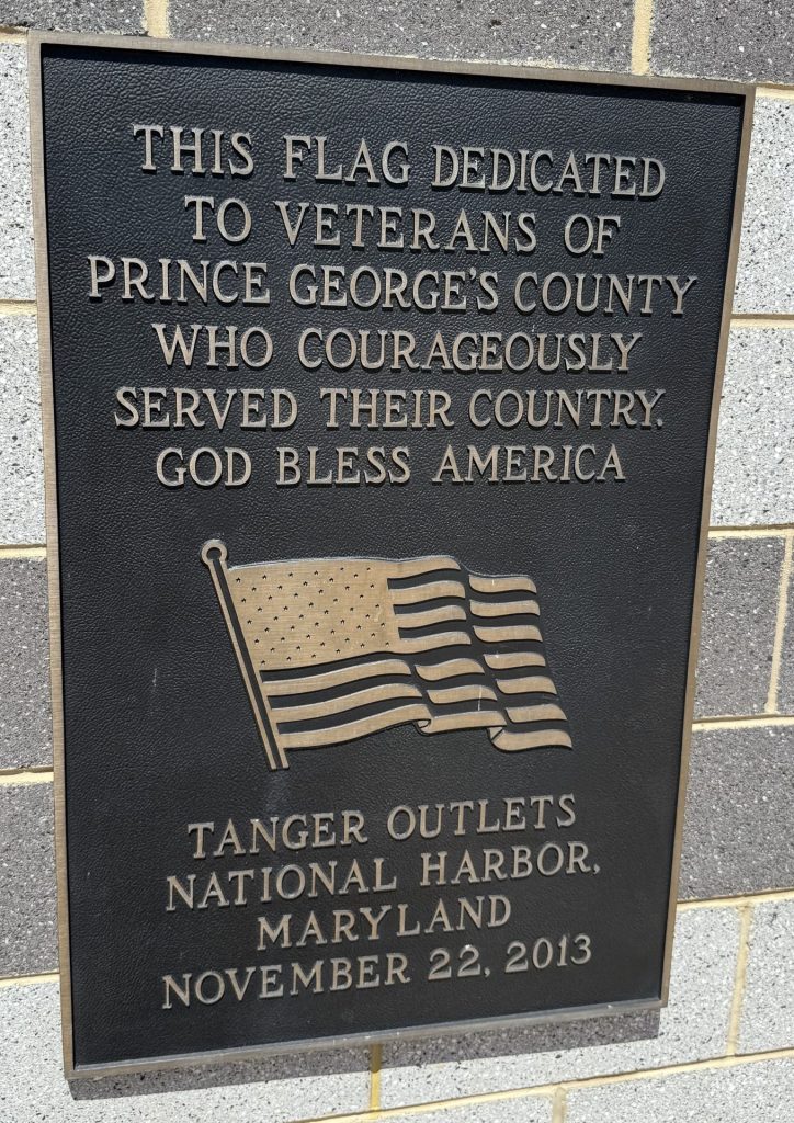 PRINCE GEORGES COUNTY VETERANS MEMORIAL FLAGPOLE PLAQUE