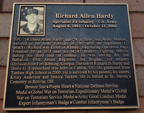 RICHARD ALLEN HARDY WAR MEMORIAL PLAQUE