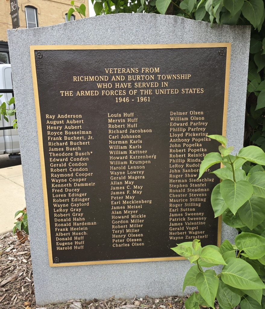 RICHMOND AND BURTON TOWNSHIPS ARMED FORCES 1946-1961 MEMORIAL