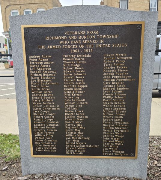 RICHMOND AND BURTON TOWNSHIPS ARMED FORCES 1961-1975 MEMORIAL