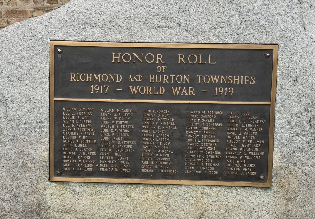RICHMOND AND BURTON TOWNSHIPS WORLD WAR MEMORIAL