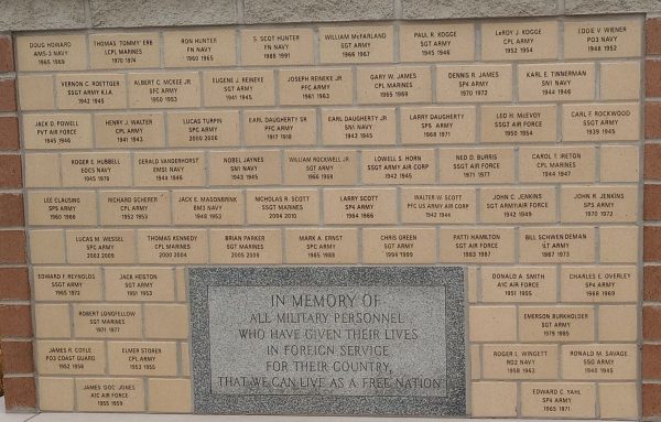 SAINT MARYS MILITARY PERSONNEL WAR MEMORIAL BRICKS A