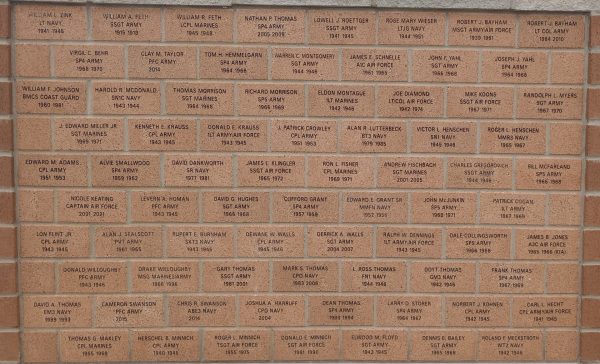 SAINT MARYS MILITARY PERSONNEL WAR MEMORIAL BRICKS B