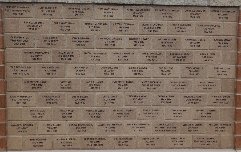 SAINT MARYS MILITARY PERSONNEL WAR MEMORIAL BRICKS D