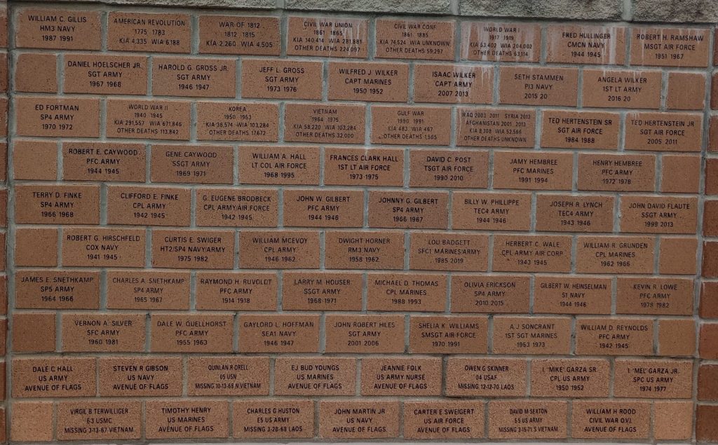SAINT MARYS MILITARY PERSONNEL WAR MEMORIAL BRICKS F