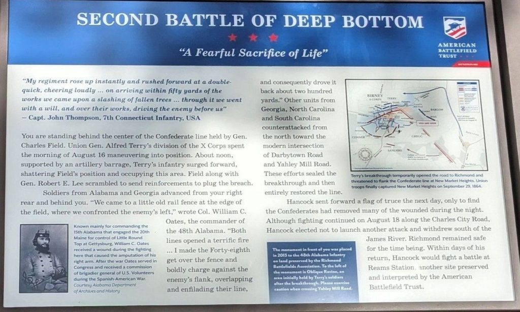 SECOND BATTLE OF DEEP BOTTOM FEARFUL SACRIFICE WAR MEMORIAL PANEL