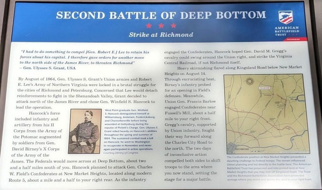 SECOND BATTLE OF DEEP BOTTOM STRIKE AT RICHMOND WAR MEMORIAL PANEL