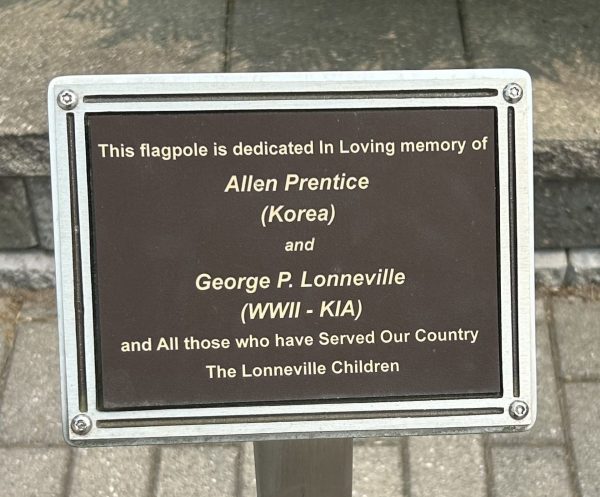 THE LONNEVILLE CHILDREN WAR MEMORIAL FLAGPOLE PLAQUE