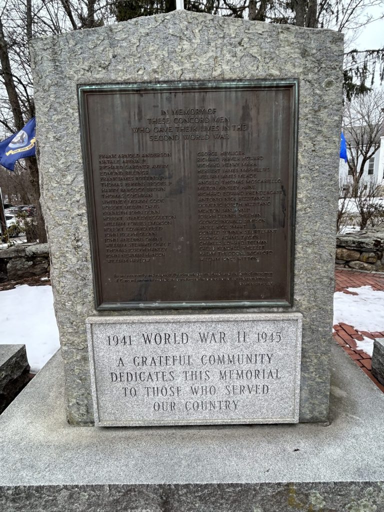 TOWN OF CONCORD SECOND WORLD WAR MEMORIAL