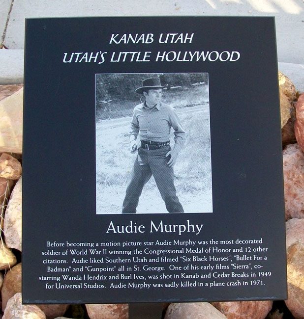 UTAH’S LITTLE HOLLYWOOD AUDIE MURPHY MEDAL OF HONOR MEMORIAL PLAQUE