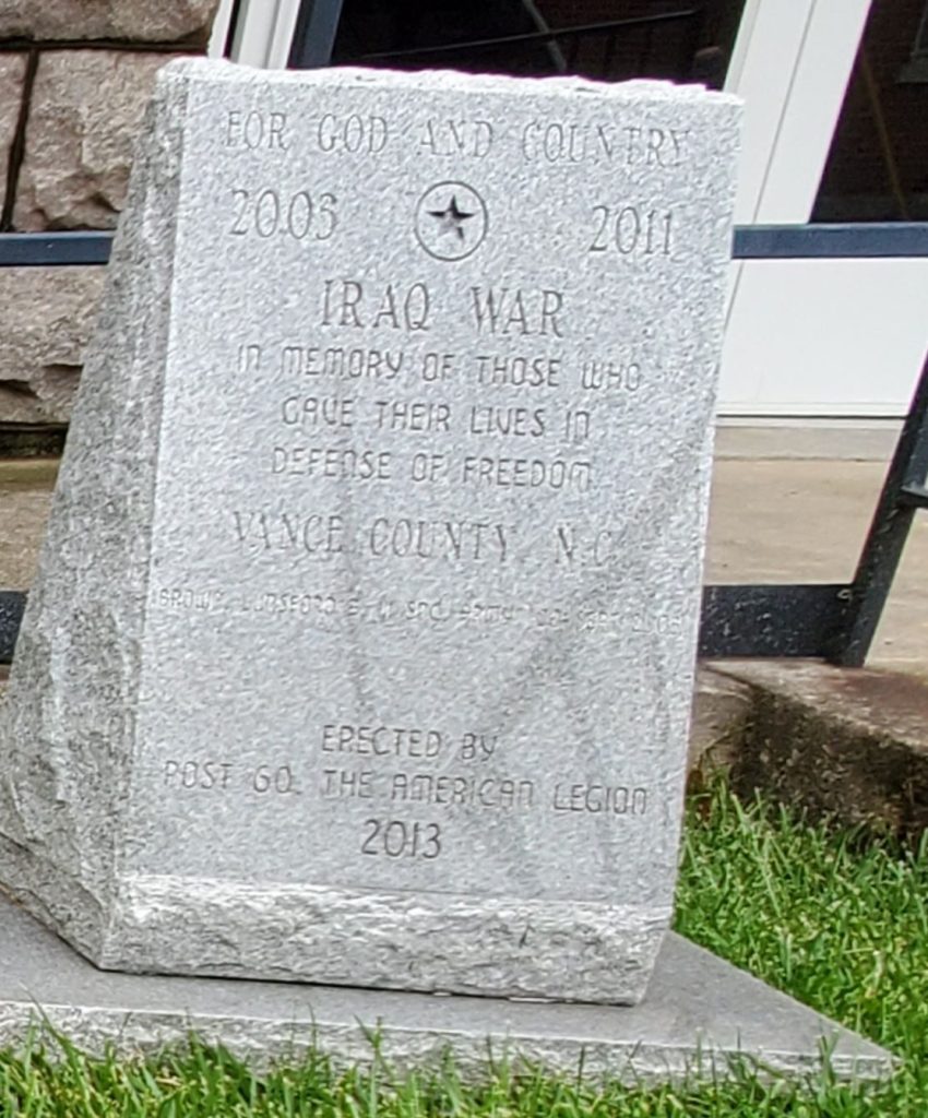 VANCE COUNTY IRAQ WAR MEMORIAL